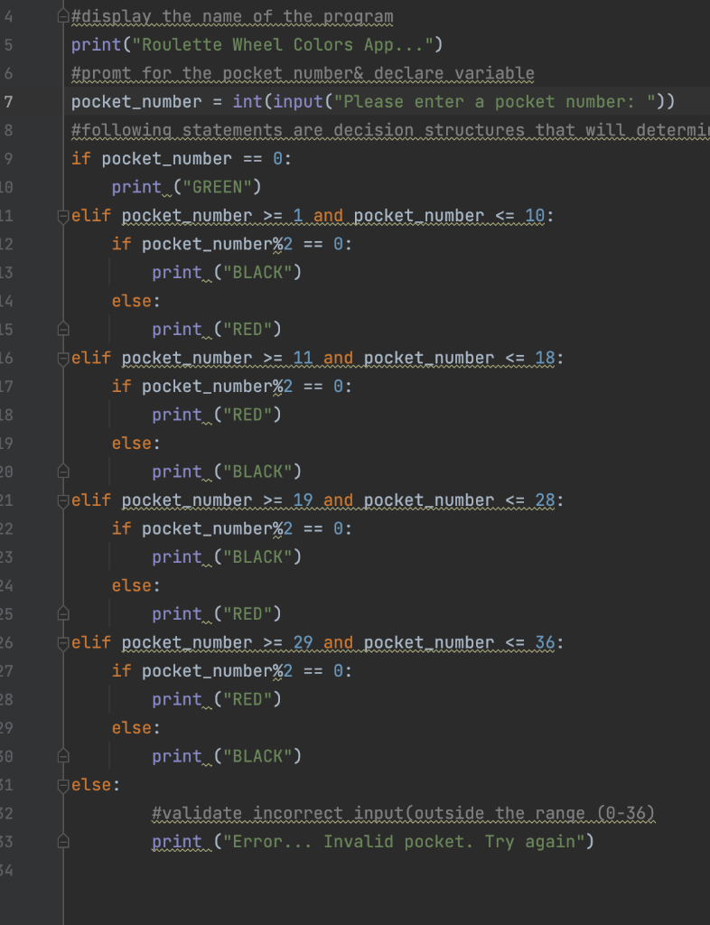 Solved \#display the name of the program print("Roulette | Chegg.com