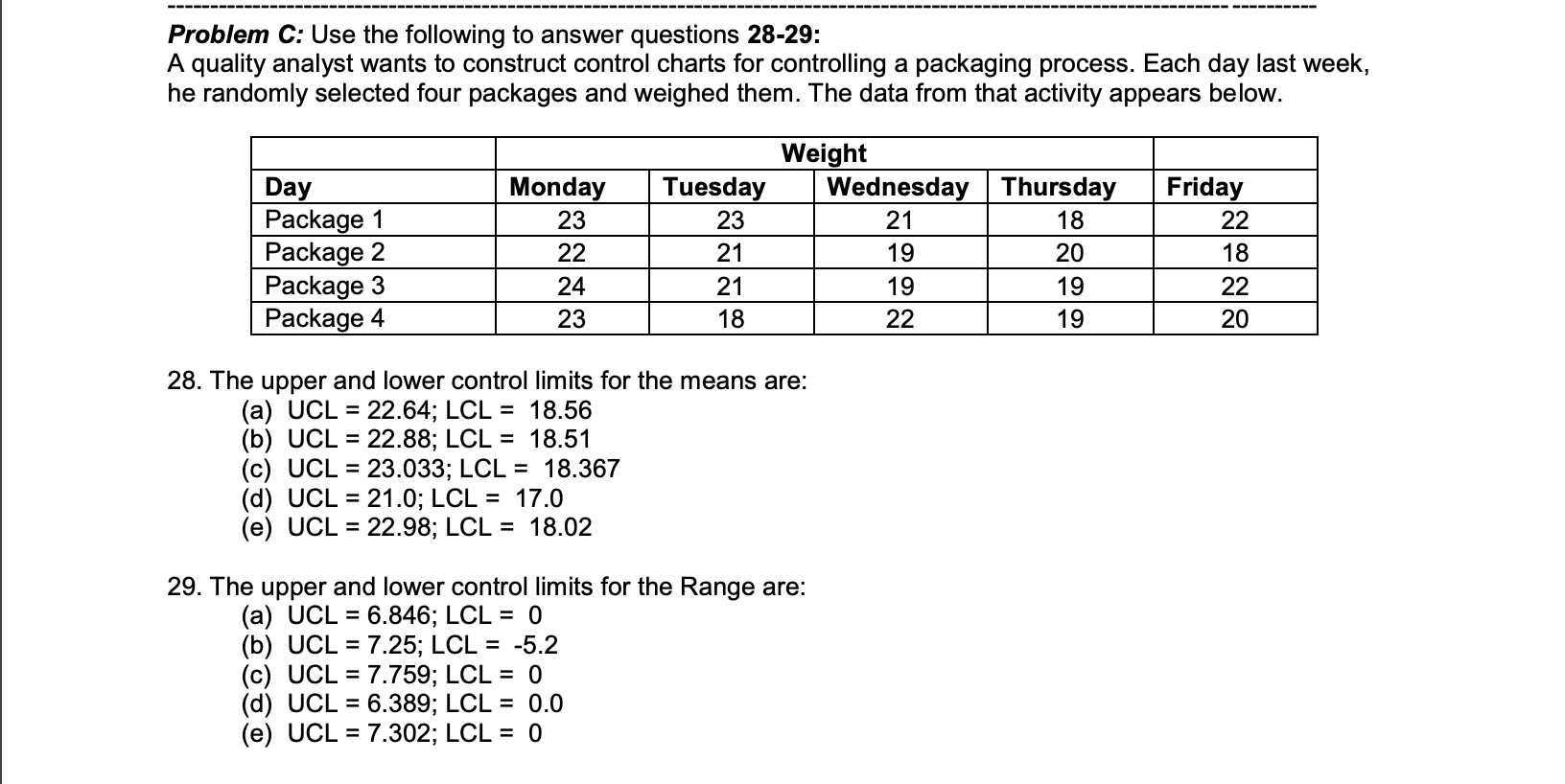 Solved Problem C: Use the following to answer questions | Chegg.com