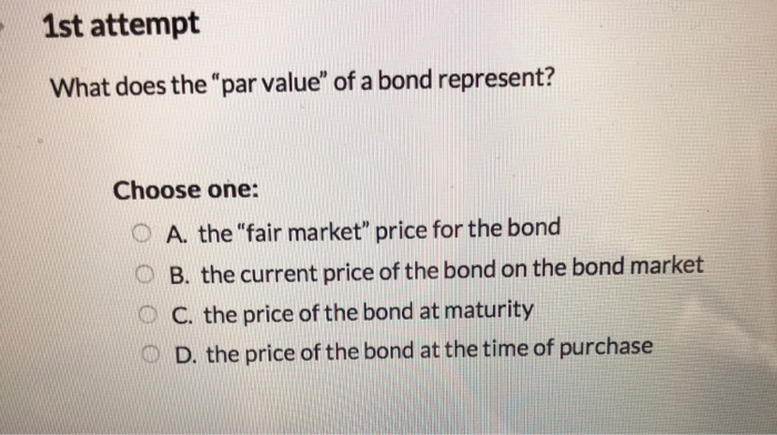what does the par value of a bond represent