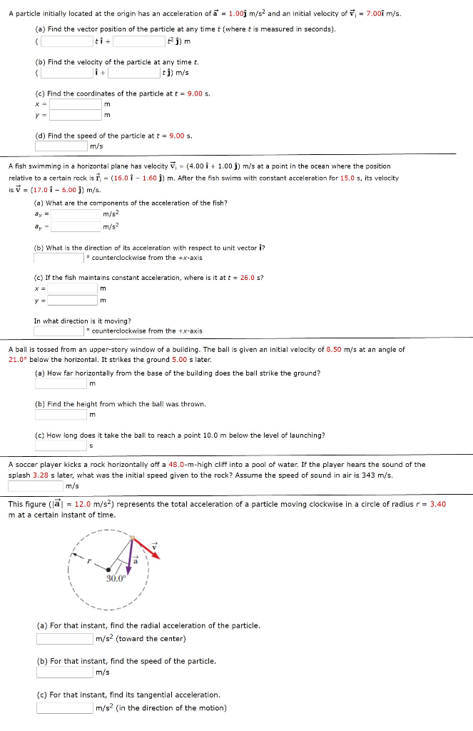 Solved A Particle Initially Located At The Origin Has An 