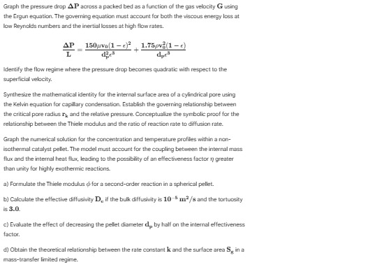 Solved Graph the pressure drop ΔP ﻿across a packed bed as ﻿a | Chegg.com