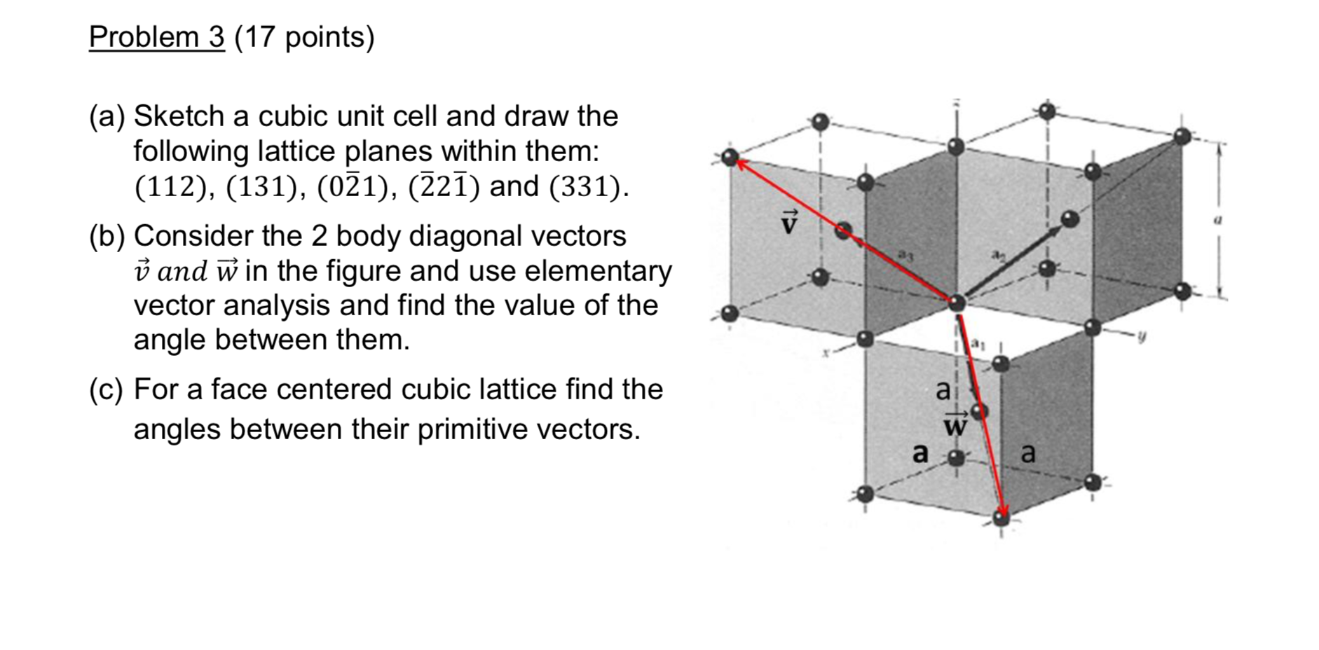 Solved Problem 3 (17 points) (a) Sketch a cubic unit cell | Chegg.com