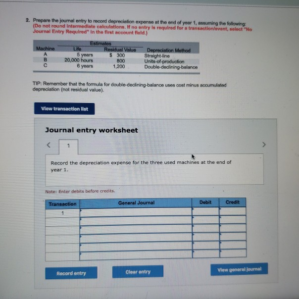 Solved 2. Prepare the journal entry to record depreciation