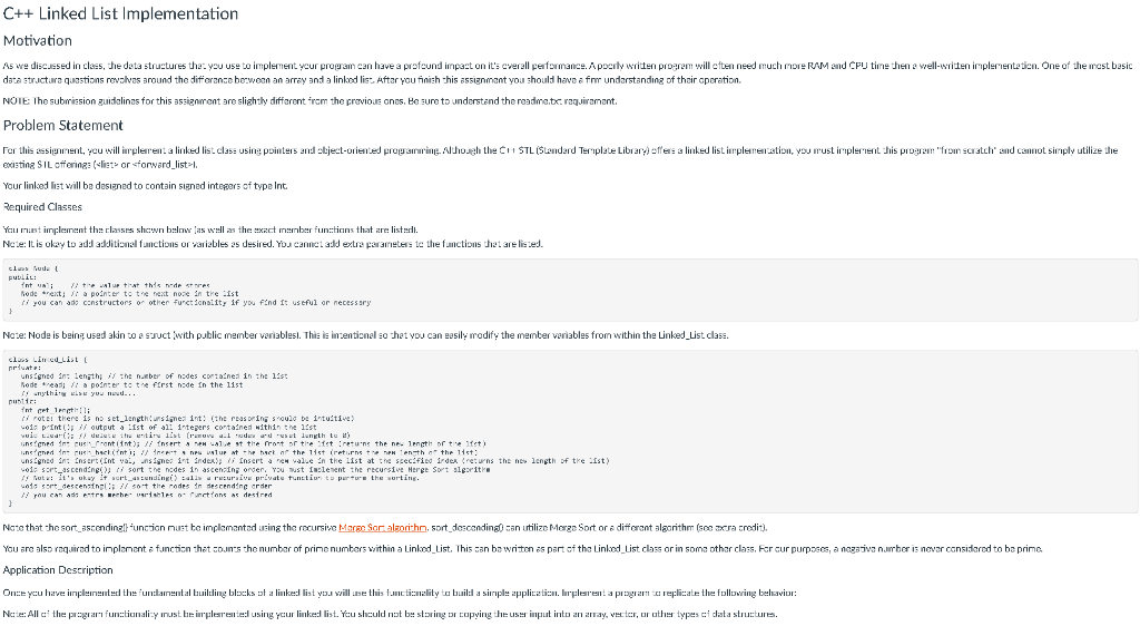 C++ Linked List Implementation Motivation As we | Chegg.com