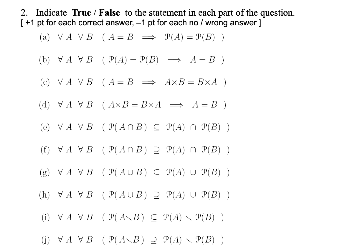 Solved 2 Indicate True False To The Statement In Each Chegg Com