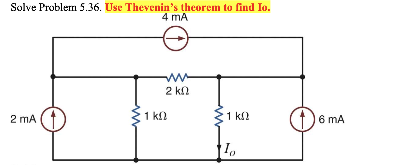 Solved Solve Problem 5.36. Use Thevenin's theorem to find | Chegg.com