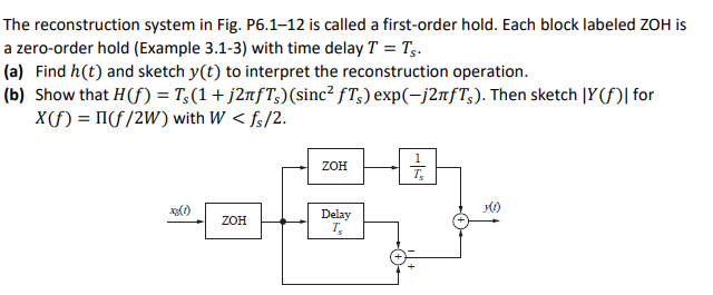 Solved The reconstruction system in Fig. P6.1-12 is called a | Chegg.com