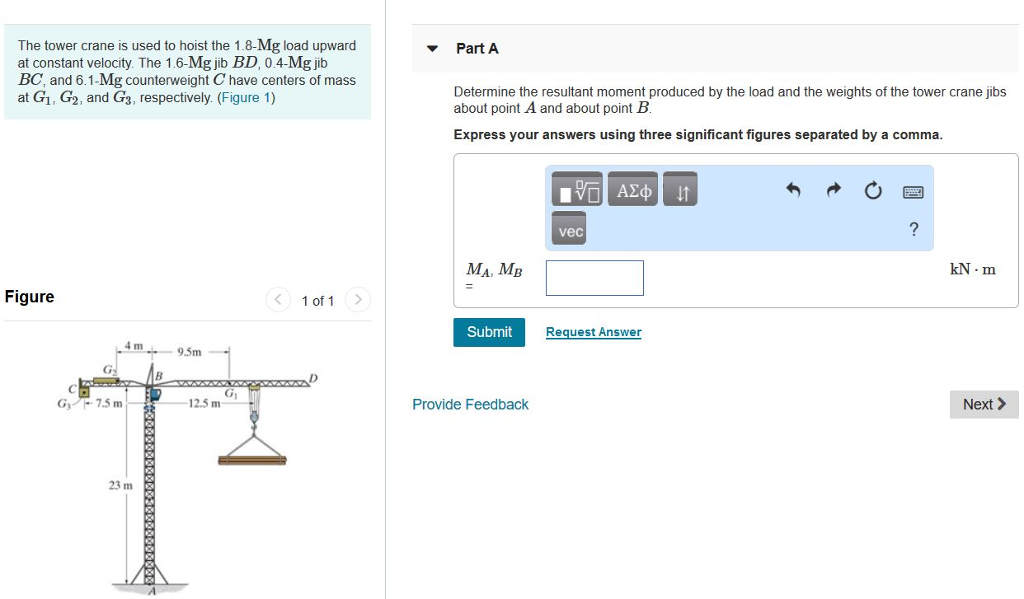 Solved The Tower Crane Is Used To Hoist The 1.8-mg Load 
