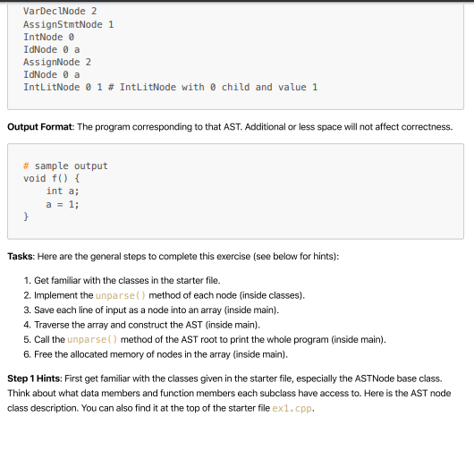 Ex1. Abstract Syntax Tree Unparser Problem: In | Chegg.com