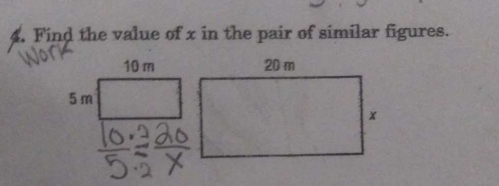 Solved 4. Find the value of x in the pair of similar | Chegg.com