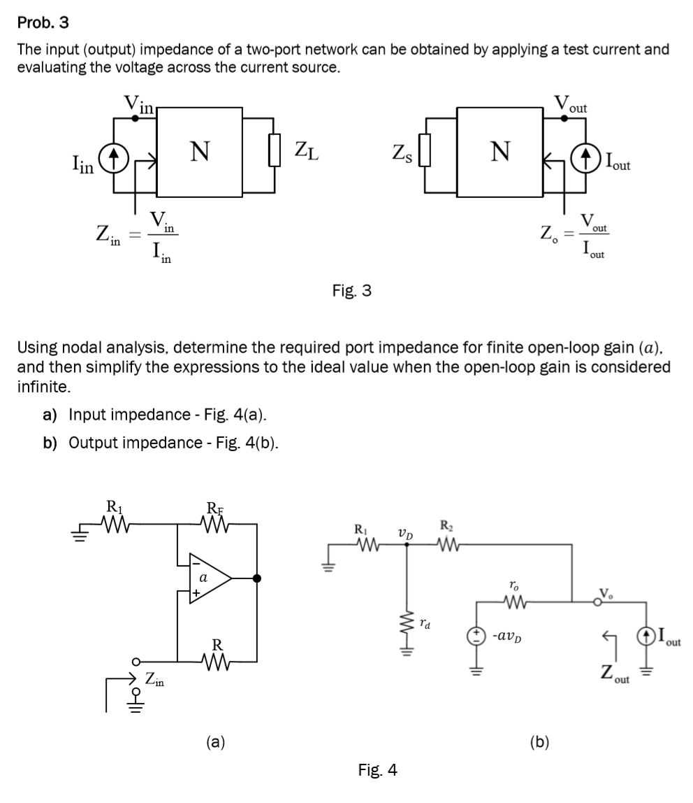 Solved Prob. 3 The input (output) impedance of a two-port | Chegg.com