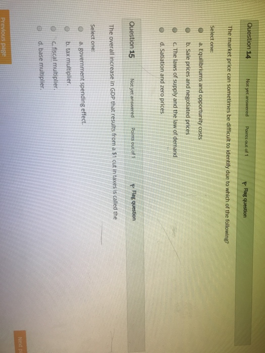 Solved Question 14 Not yet answered Points out of 1 Flag | Chegg.com