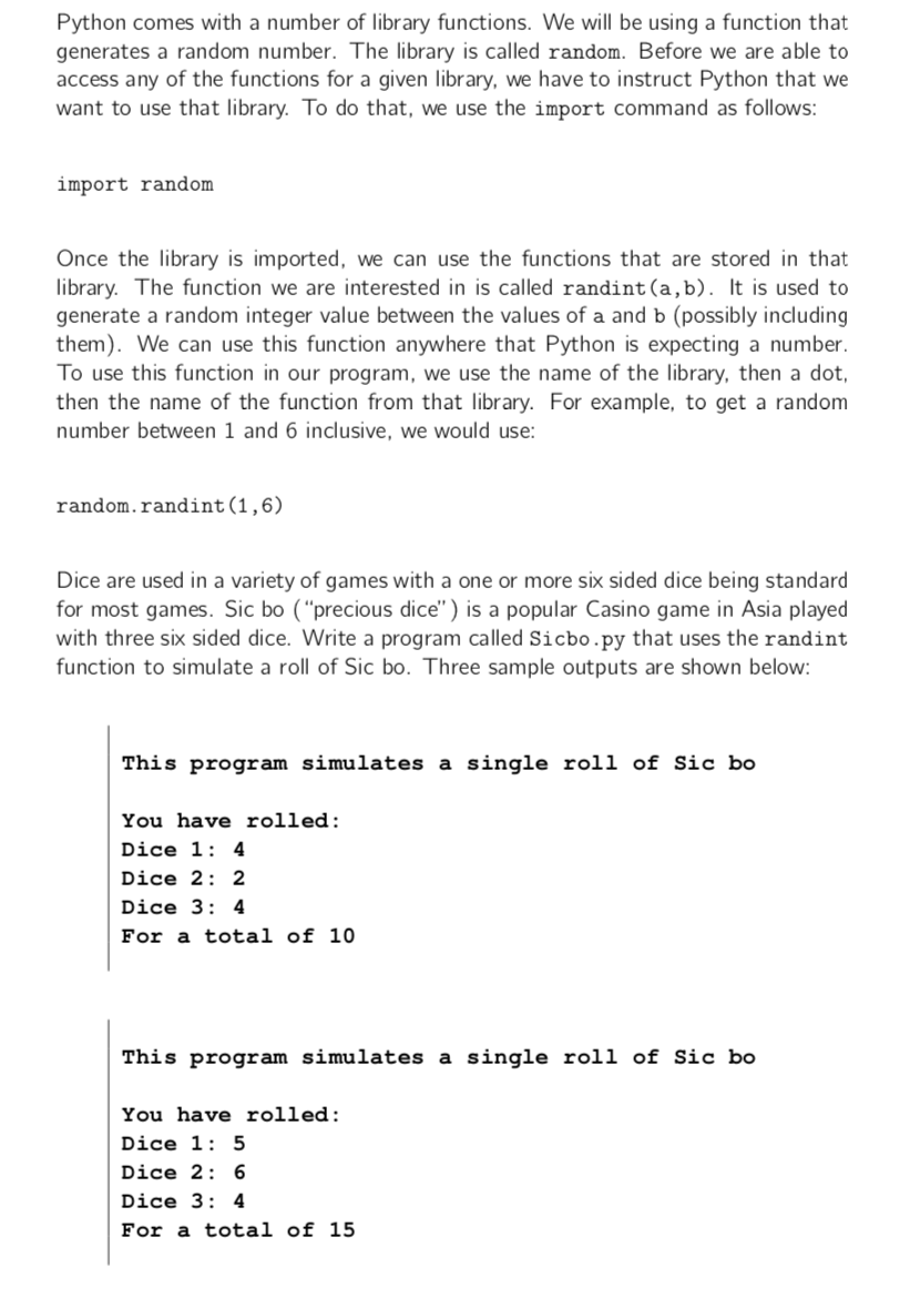 Solved Python comes with a number of library functions. We | Chegg.com