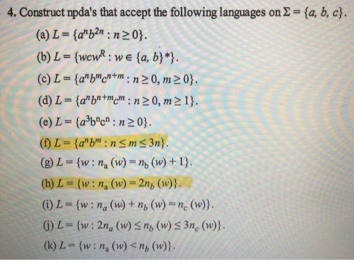 Solved 4. Construct Npda's That Accept The Following | Chegg.com