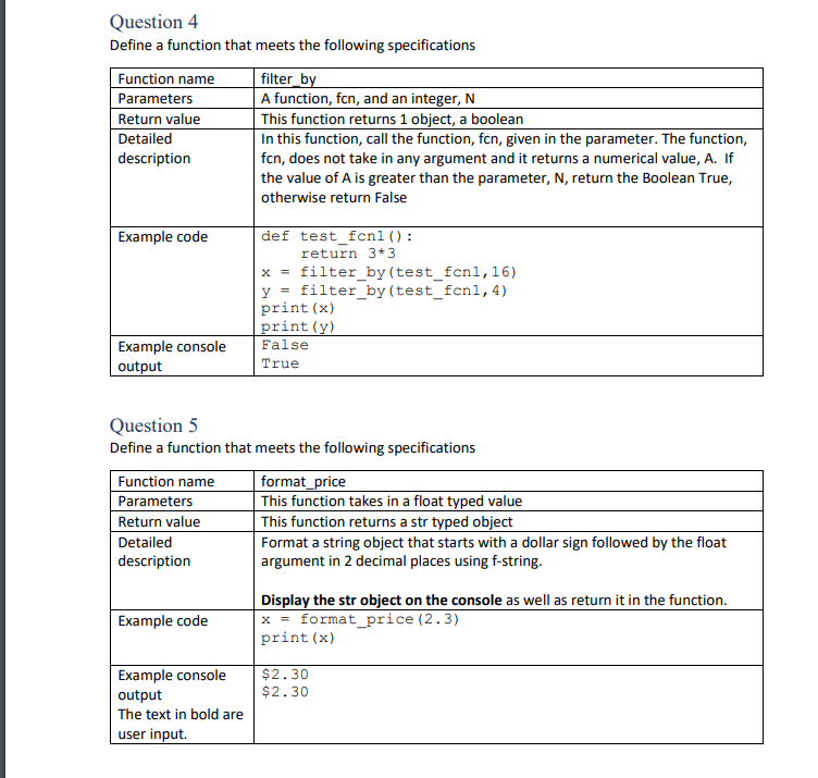 Solved Question 4 Define a function that meets the following | Chegg.com