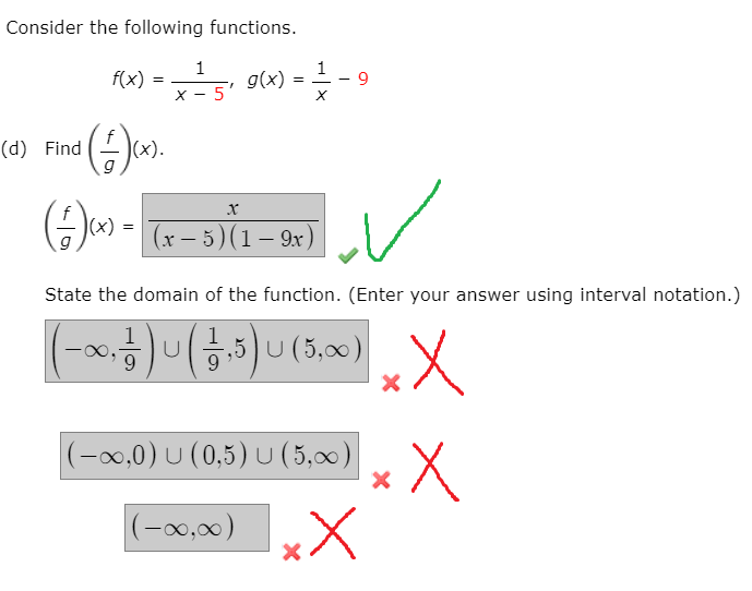 Solved Consider The Following Functions 1 F X 1 X 5 G X