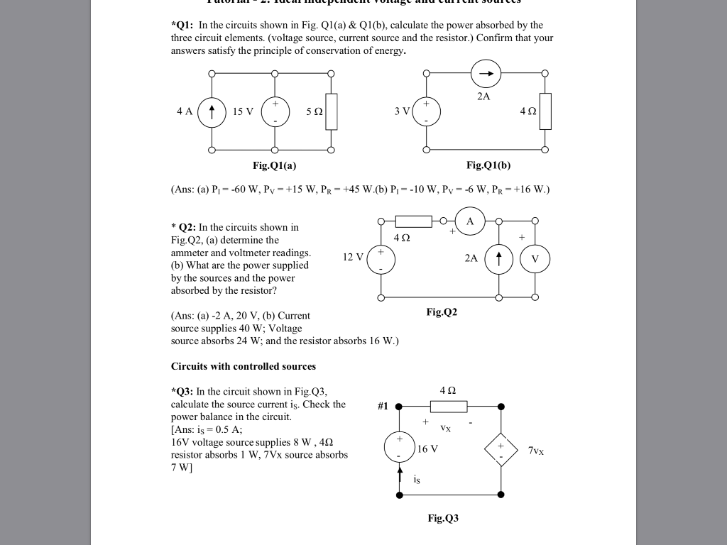 Solved *Q1: In The Circuits Shown In Fig. Q1(a) & Ql(b), | Chegg.com