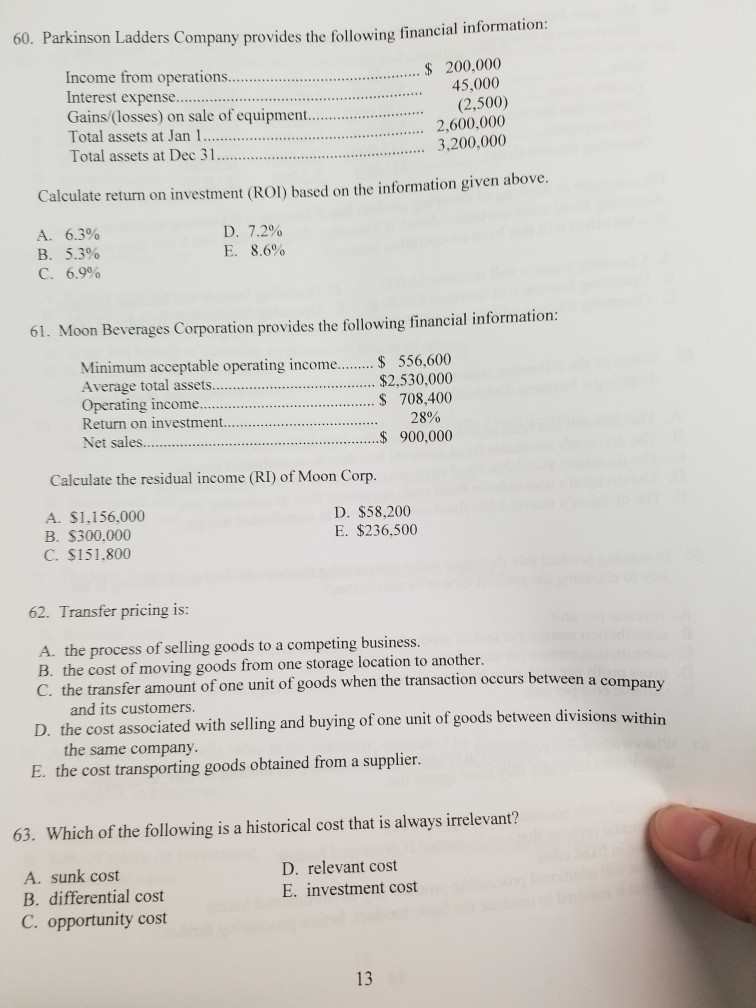 Solved 6u. Parkinson Ladders Company provides the following