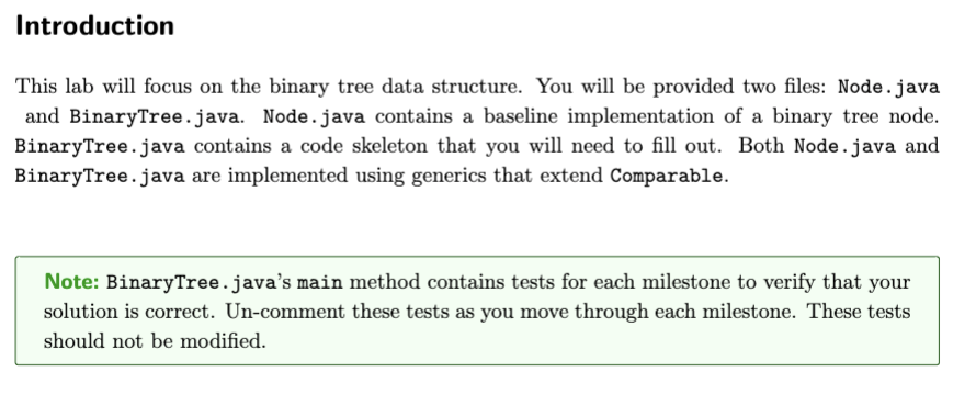 Solved Introduction This lab will focus on the binary tree | Chegg.com