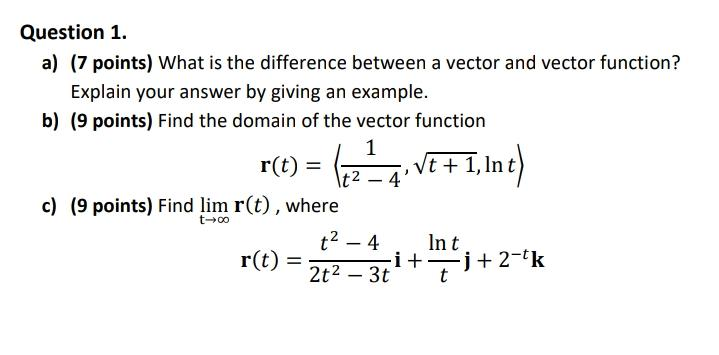 Solved Question 1. a) (7 points) What is the difference | Chegg.com
