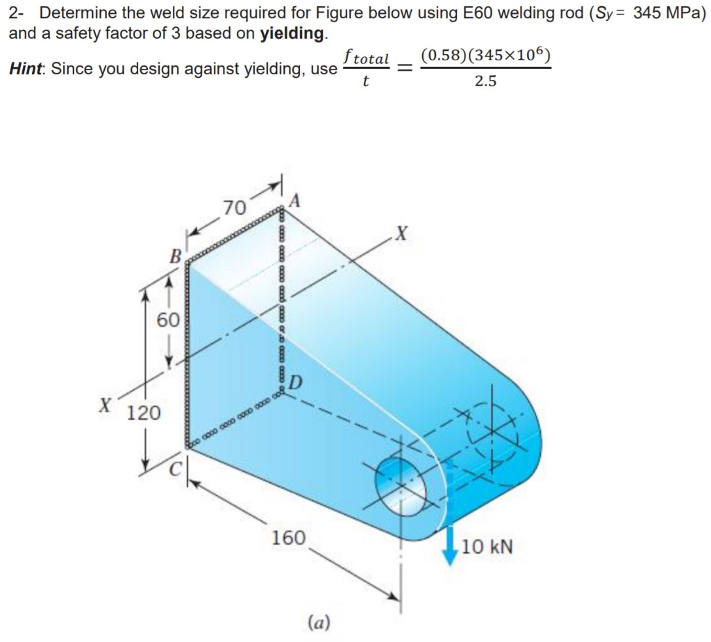 2 Determine the weld size required for Figure below