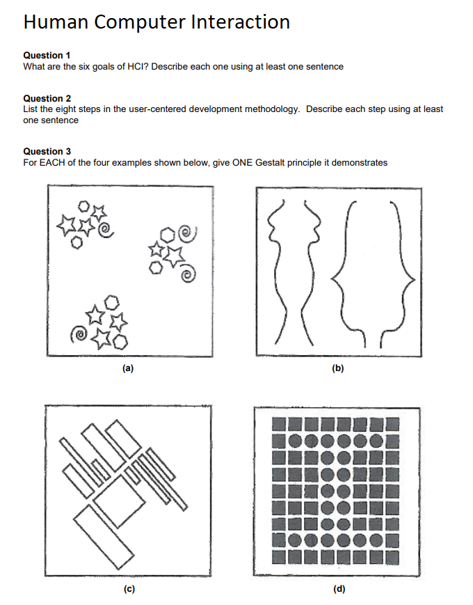 Solved Human Computer Interaction Question 1 What Are The | Chegg.com