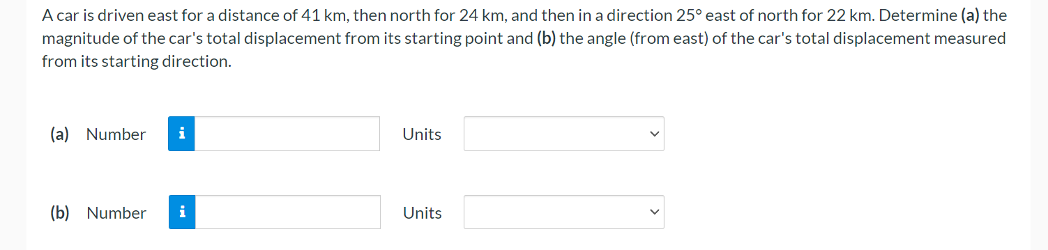 Solved A car is driven east for a distance of 41 km, then | Chegg.com