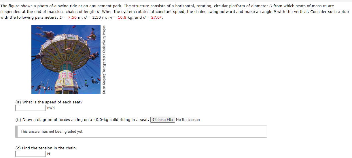 Solved The figure shows a photo of a swing ride at an | Chegg.com