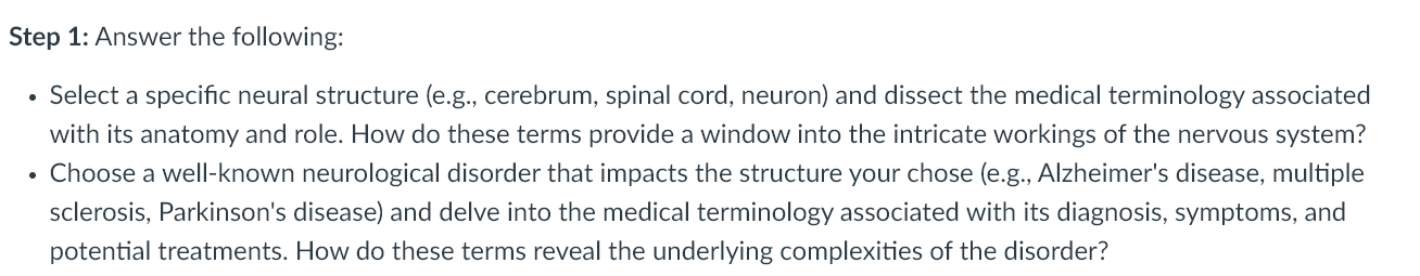 Solved Step 1: Answer the following:Select a specific neural | Chegg.com