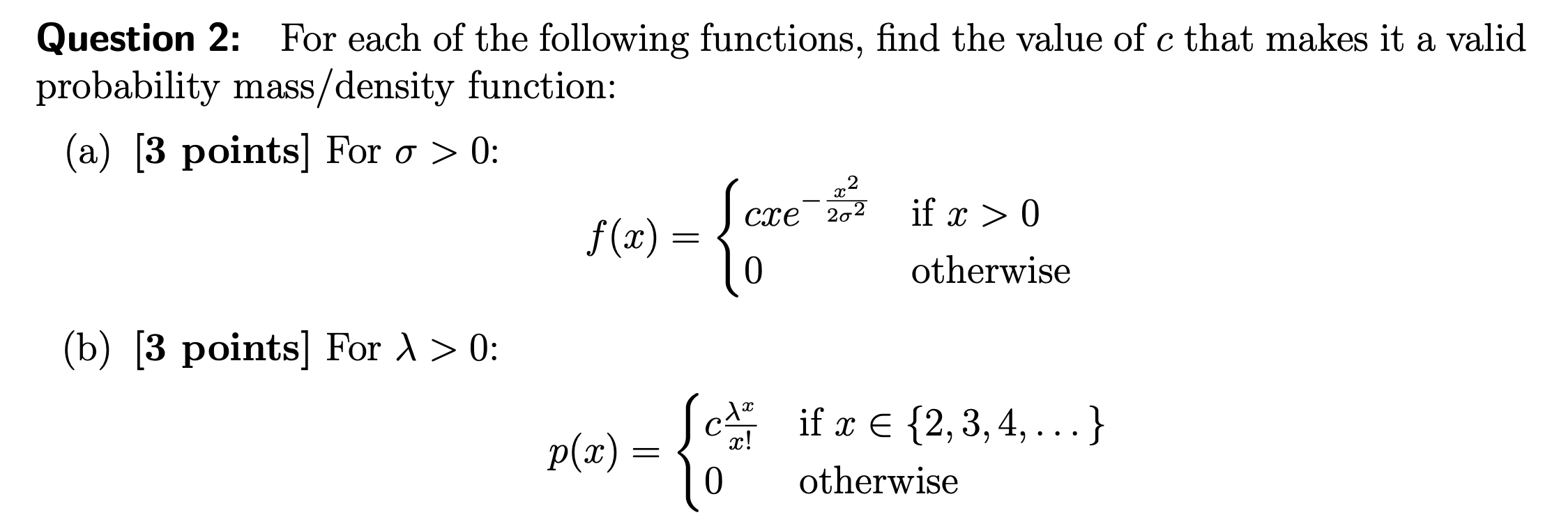 Solved For each of the following functions, find the value | Chegg.com