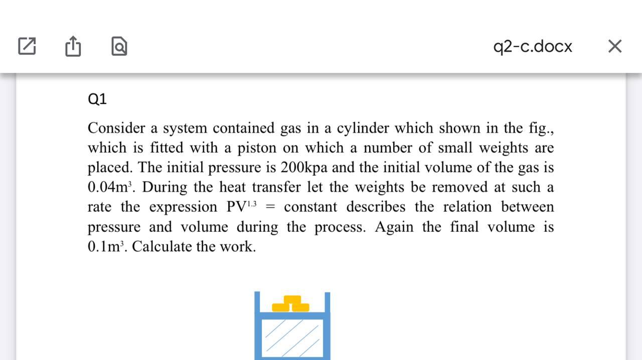 Solved ២ q2-c.docx Х Q1 Consider a system contained gas in a | Chegg.com