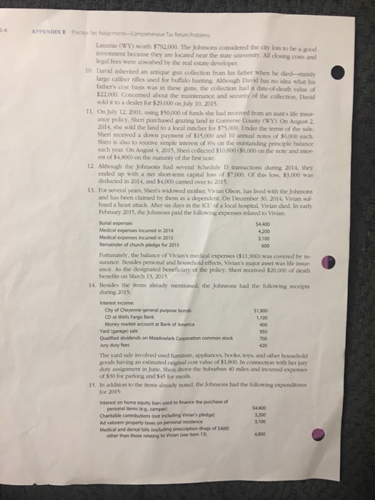 Solved Practice Set Assignments- Comprehensive Tax Return | Chegg.com