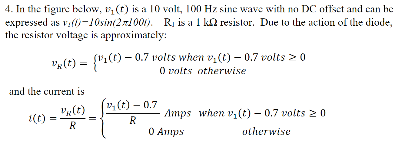 Solved 4. In the figure below, v1(t) is a 10 volt, 100 Hz | Chegg.com