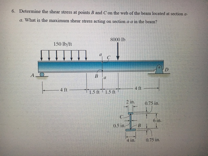 Solved Determine the shear stress at points B and C on the | Chegg.com