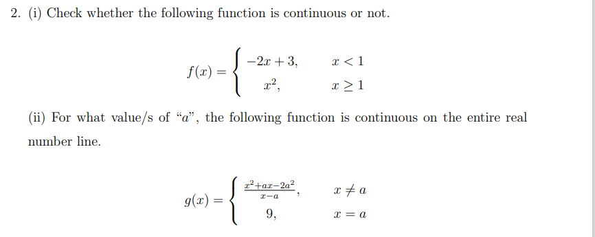 Solved 2. (i) Check whether the following function is | Chegg.com
