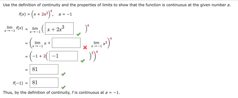 Solved Use the definition of continuity and the properties | Chegg.com