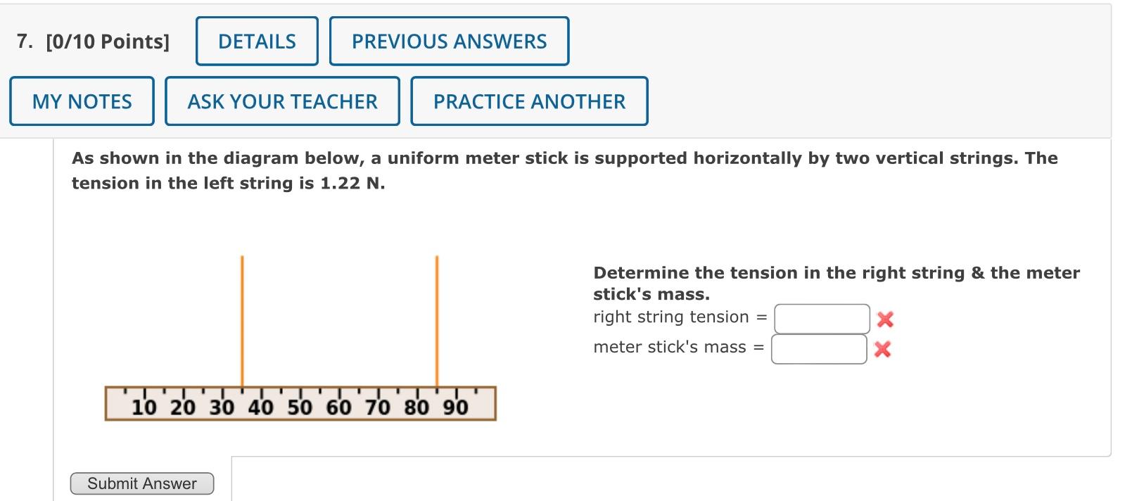 Solved As shown in the diagram below, a uniform meter stick | Chegg.com