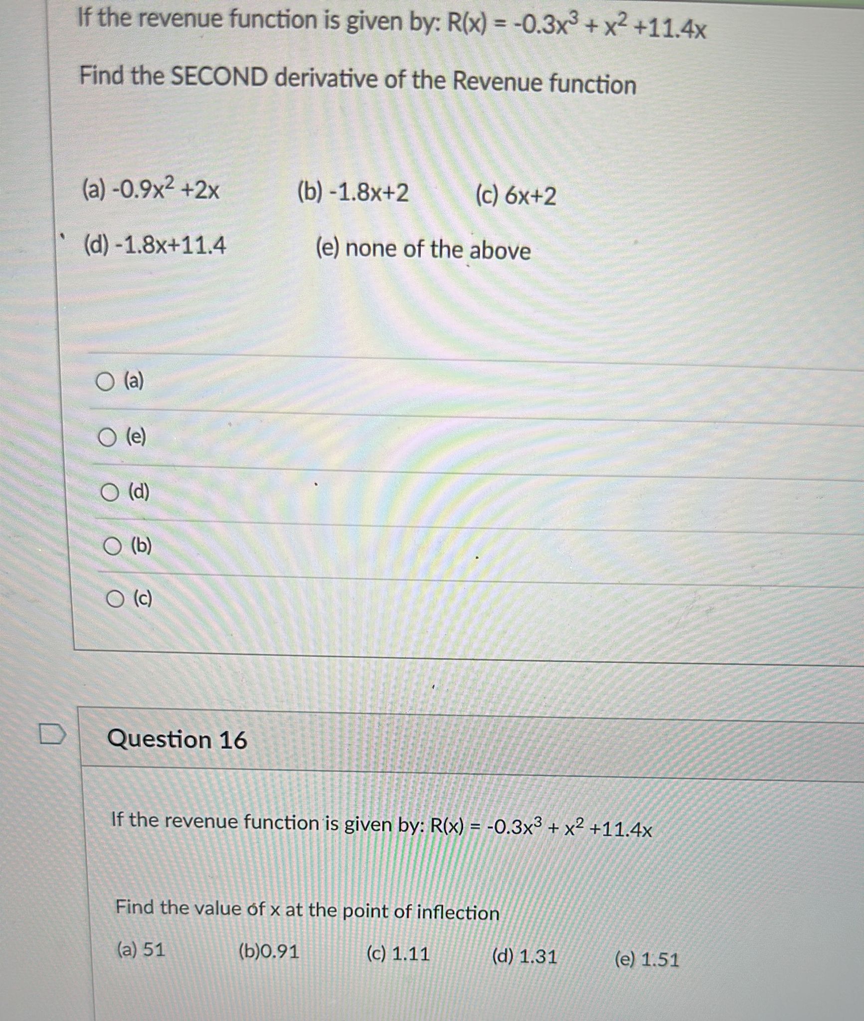 Solved If the revenue function is given by: | Chegg.com