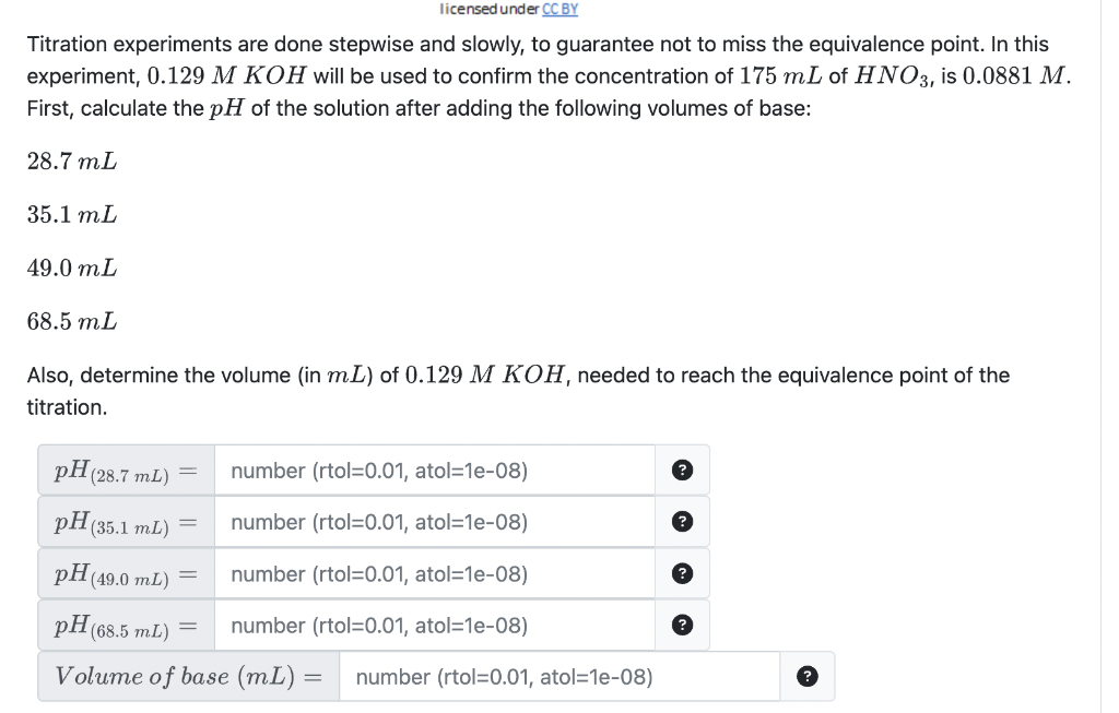 Solved licensed under CC BY Titration experiments are done | Chegg.com