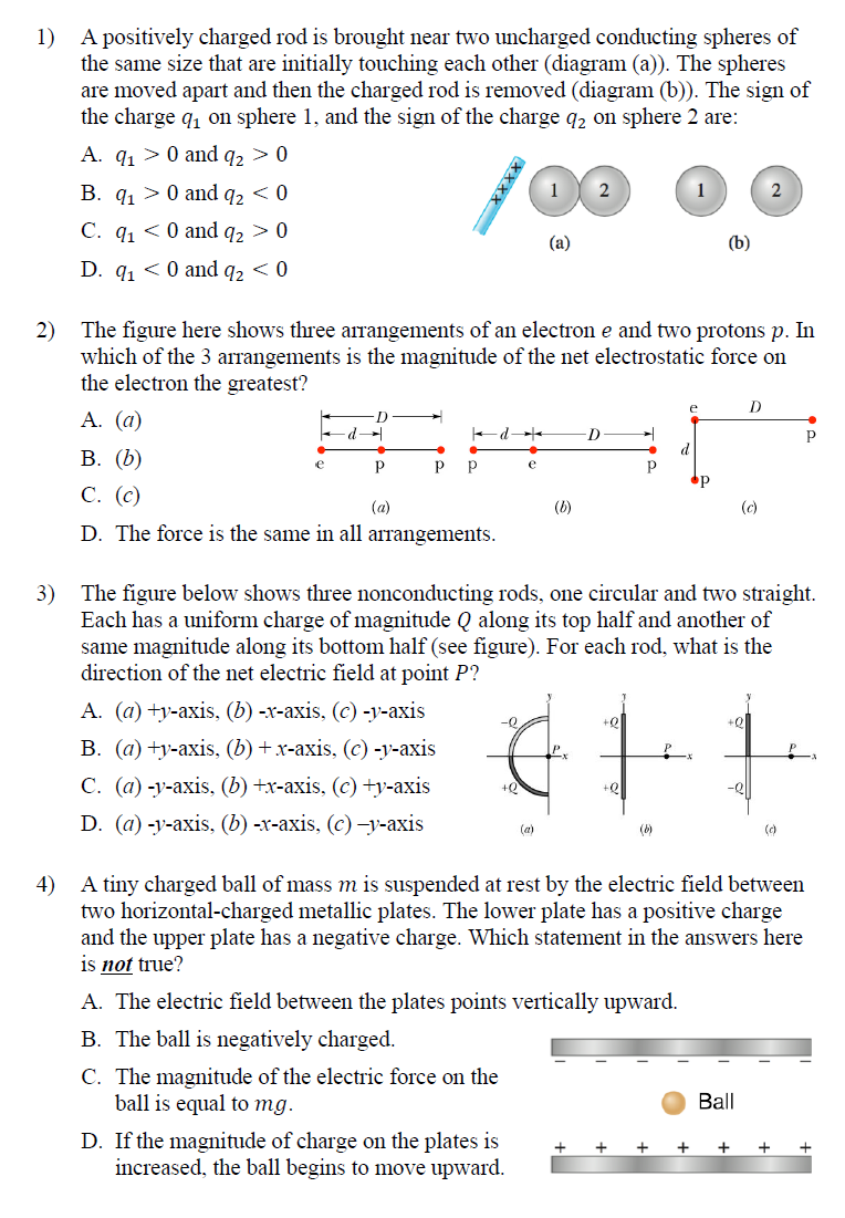 Solved A Positively Charged Rod Is Brought Near Two 