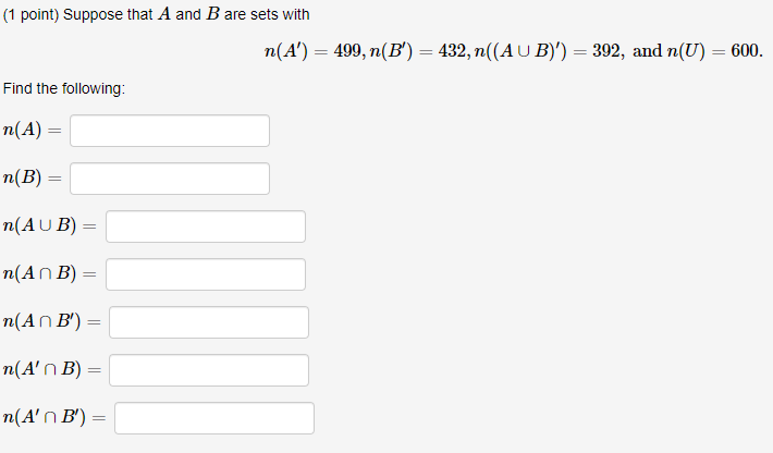 Solved (1 Point) Suppose That A And B Are Sets With | Chegg.com