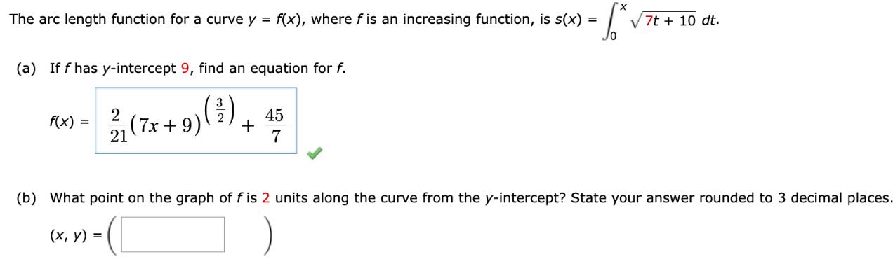 Solved The Arc Length Function For A Curve Y=f(x), Where F | Chegg.com