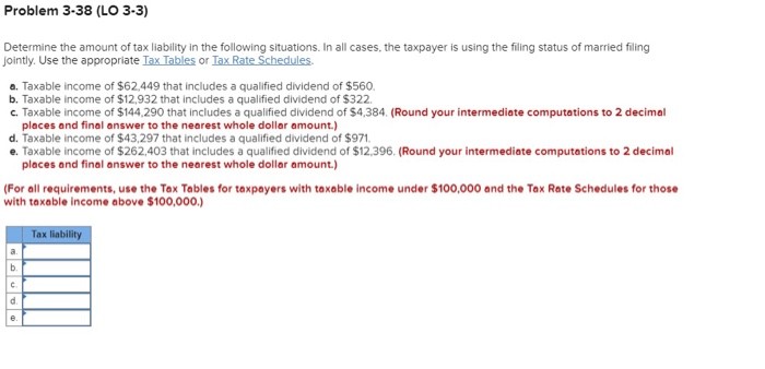 Problem 3-38 (LO 3-3) Determine The Amount Of Tax | Chegg.com