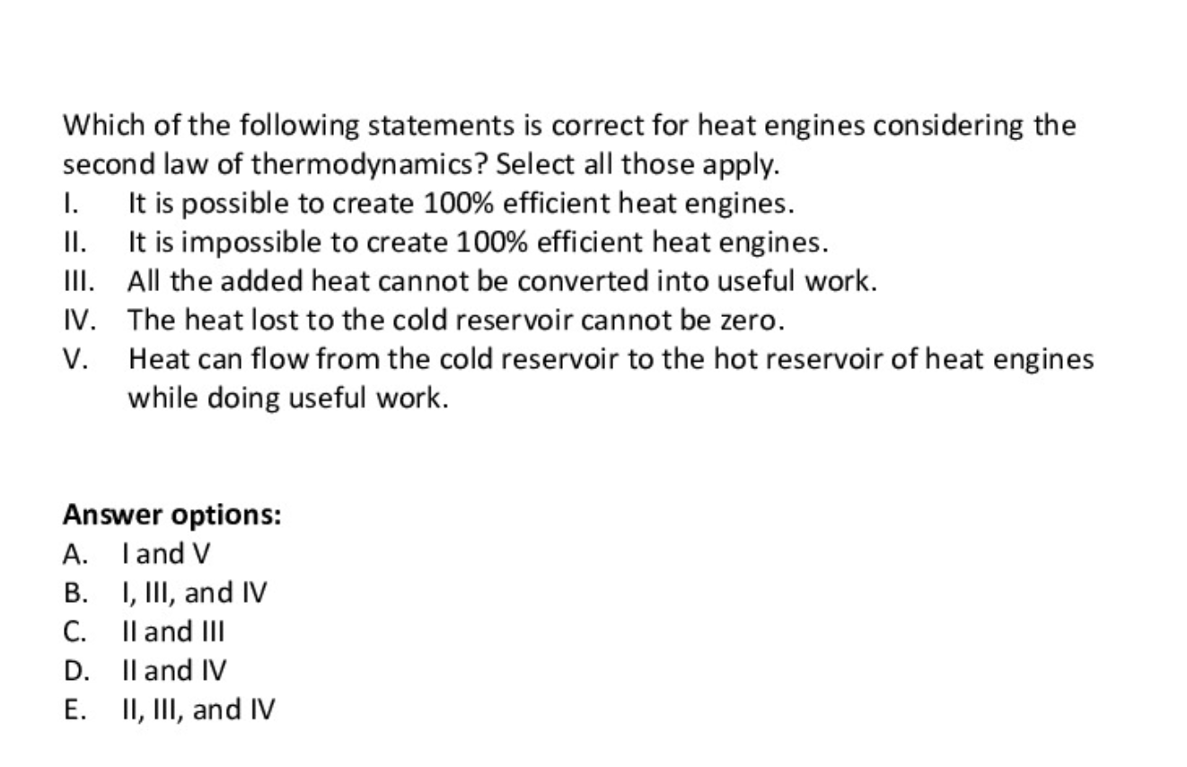 Solved Which of the following statements is correct for heat | Chegg.com