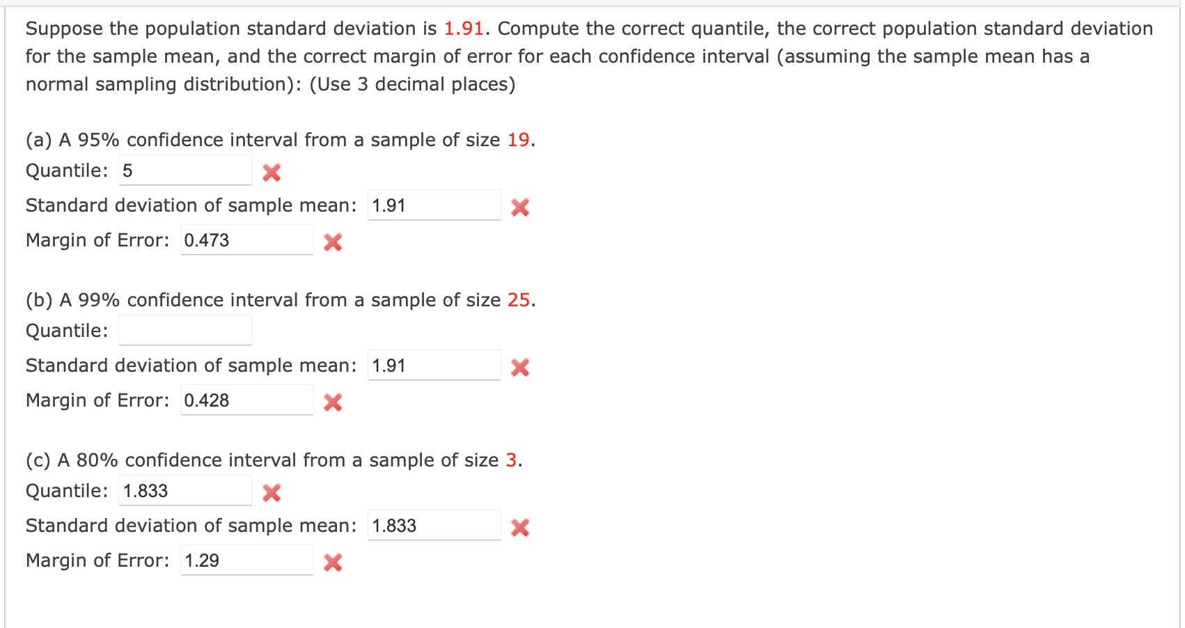 Solved Suppose the population standard deviation is 1.91. | Chegg.com