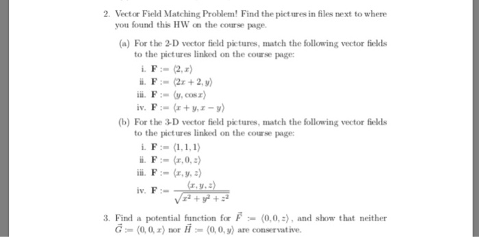 2. Vector Field Matching Problem! Find the pict ures | Chegg.com
