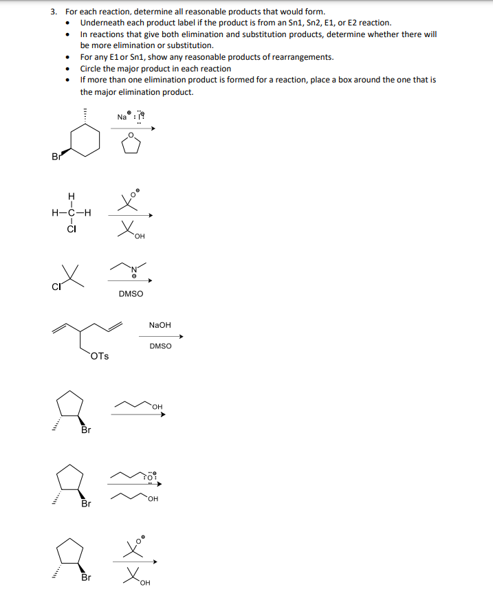 Solved 3. For each reaction, determine all reasonable | Chegg.com