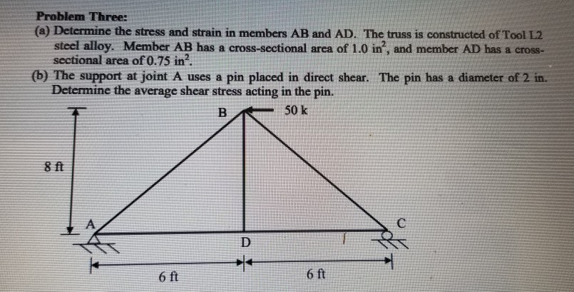 Solved Problem Three: (a) Determine the stress and strain in | Chegg.com
