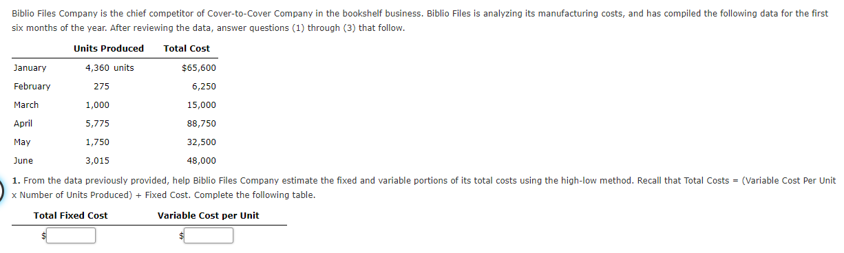 Solved Biblio Files Company is the chief competitor of | Chegg.com