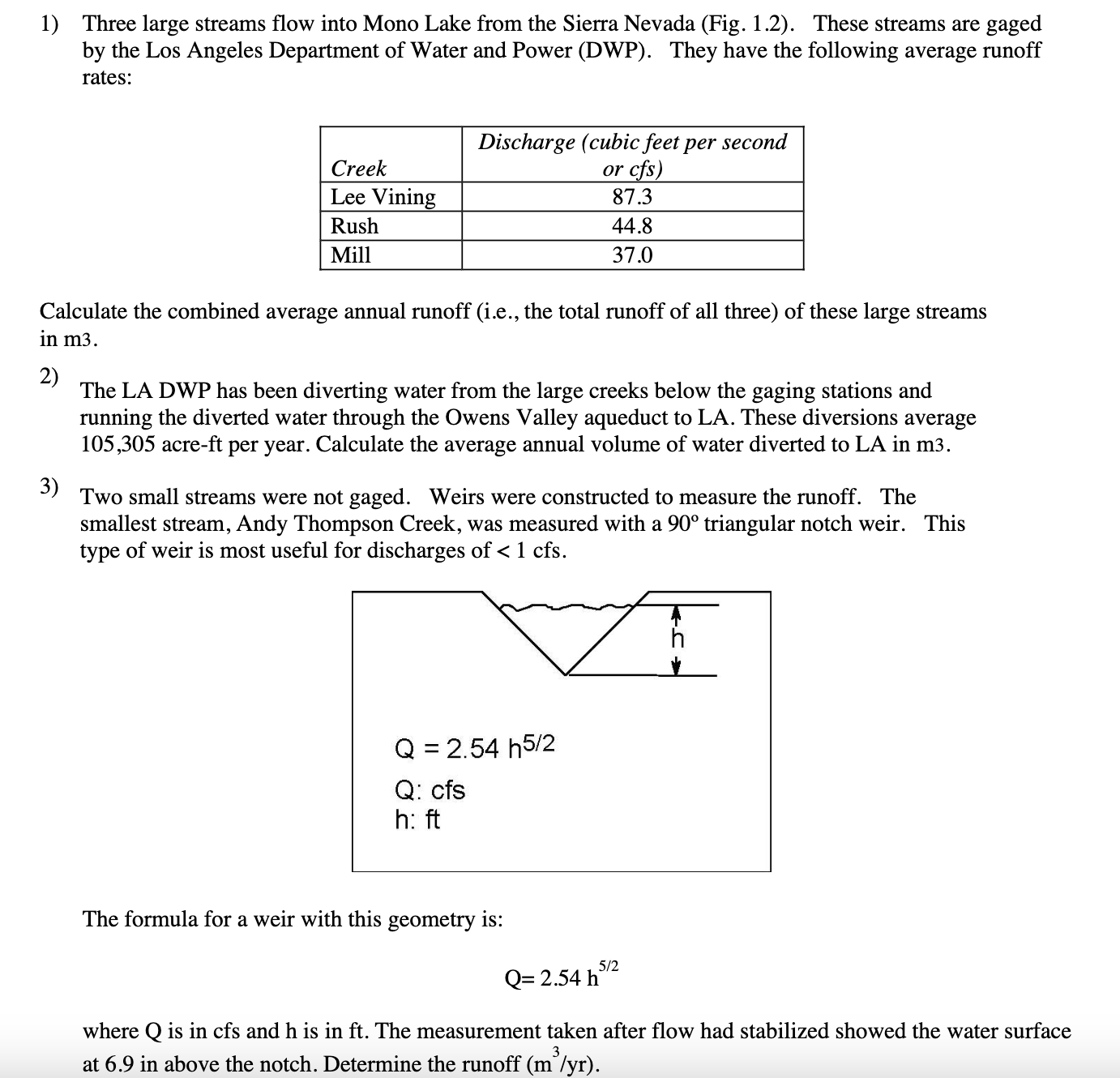 Solved Three Large Streams Flow Into Mono Lake From The 